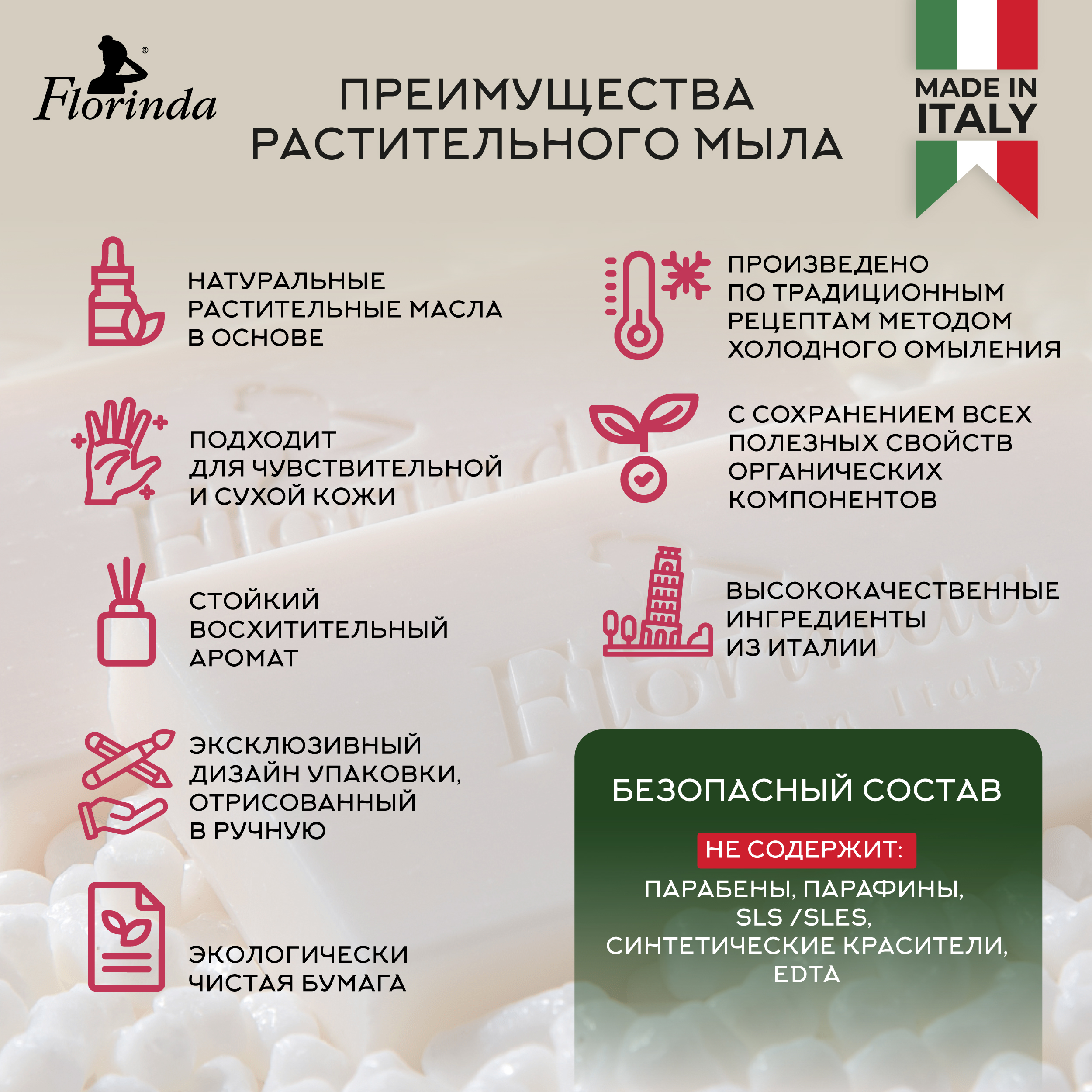 Флоринда мыло пион 200г