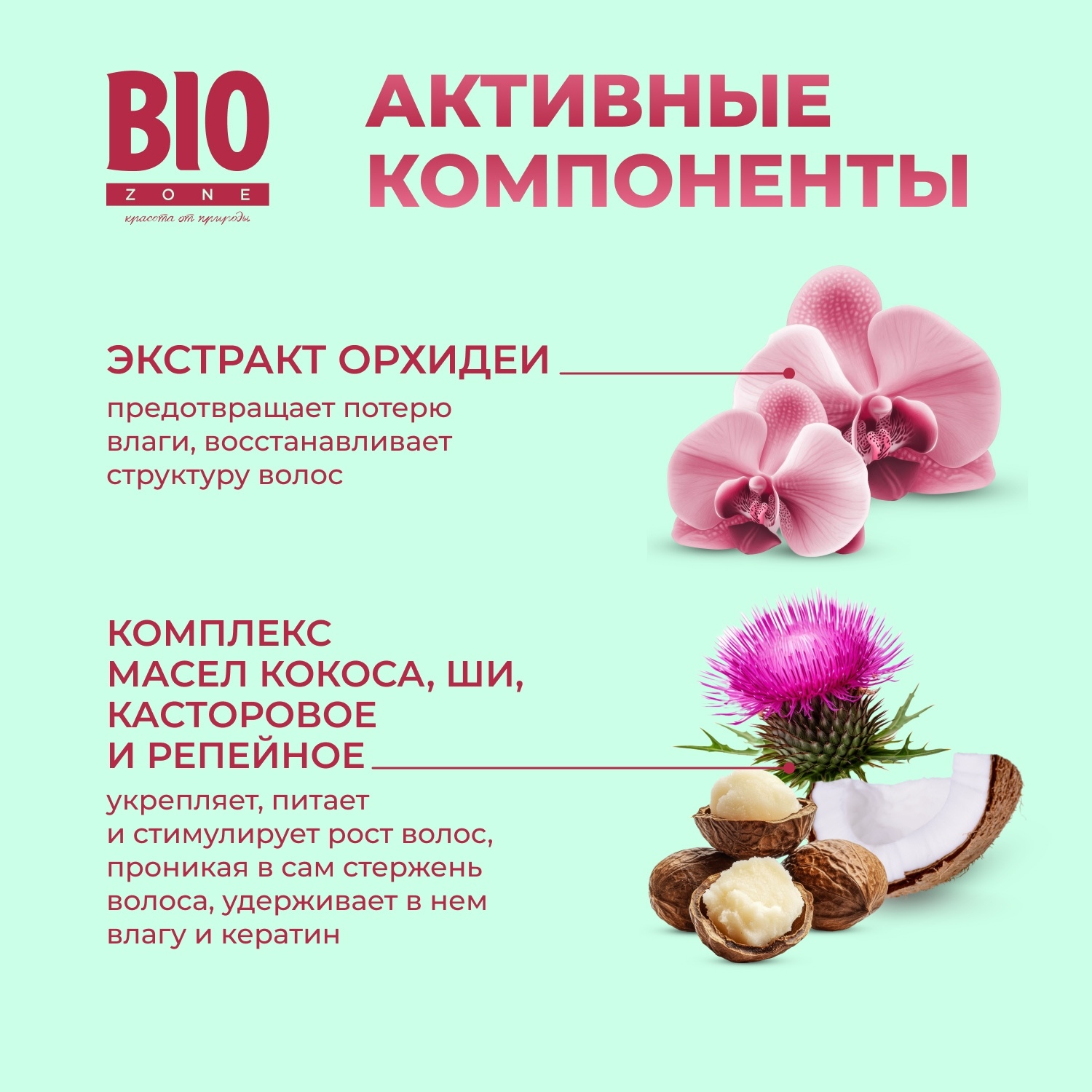 Биозон маска для волос увлажнение и восстановление с экстрактом орхидеи 250мл
