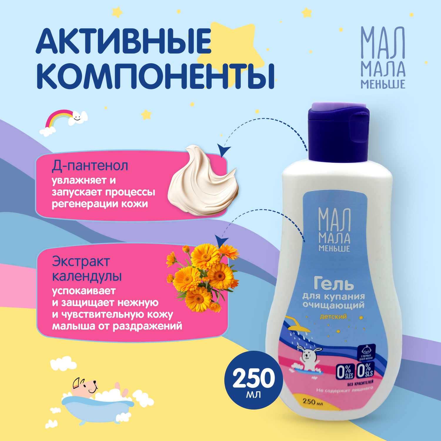 Мал Мала Меньше гель для купания очищающий 250мл
