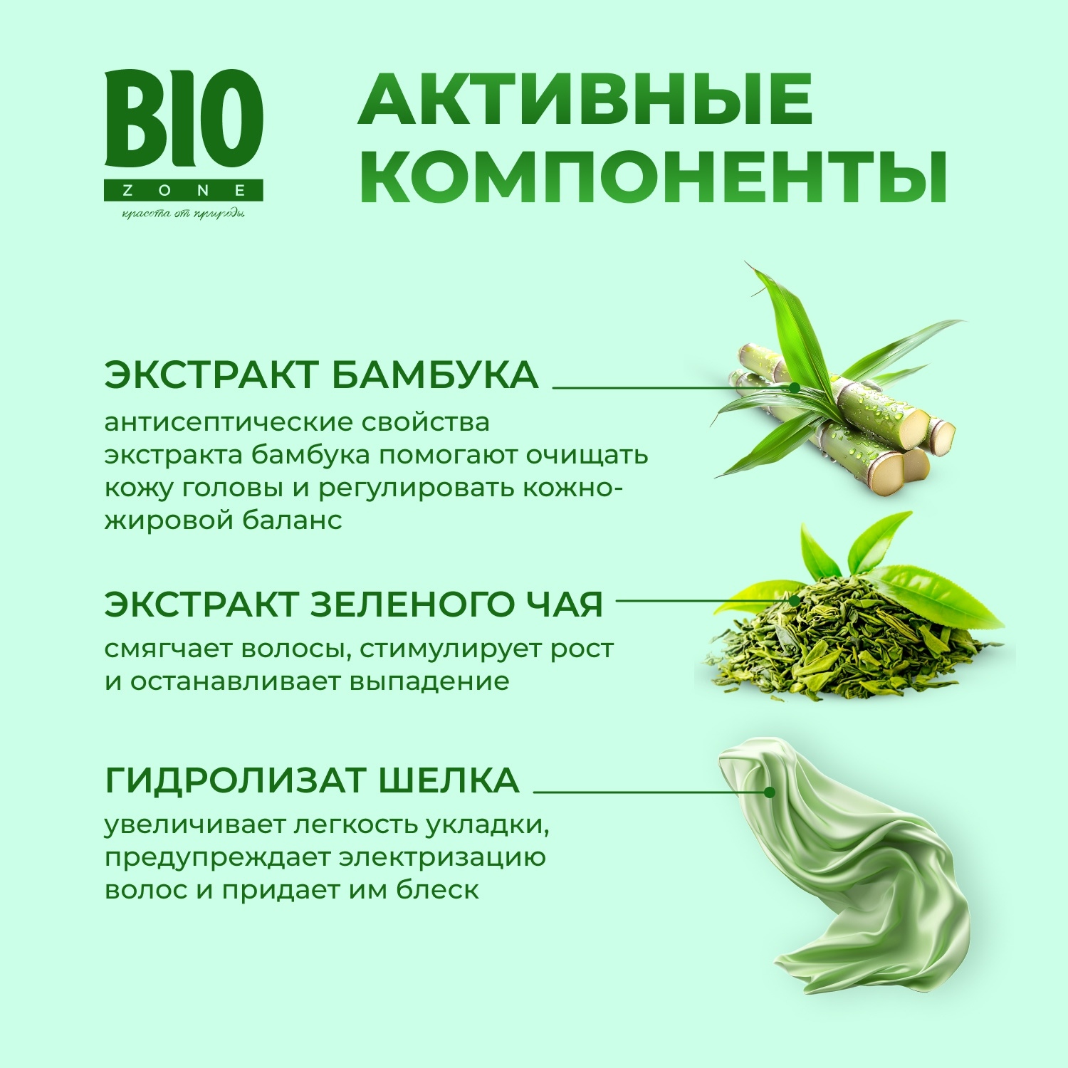 Биозон бальзам для объема волос с экстрактом бамбука и зеленого чая 250мл