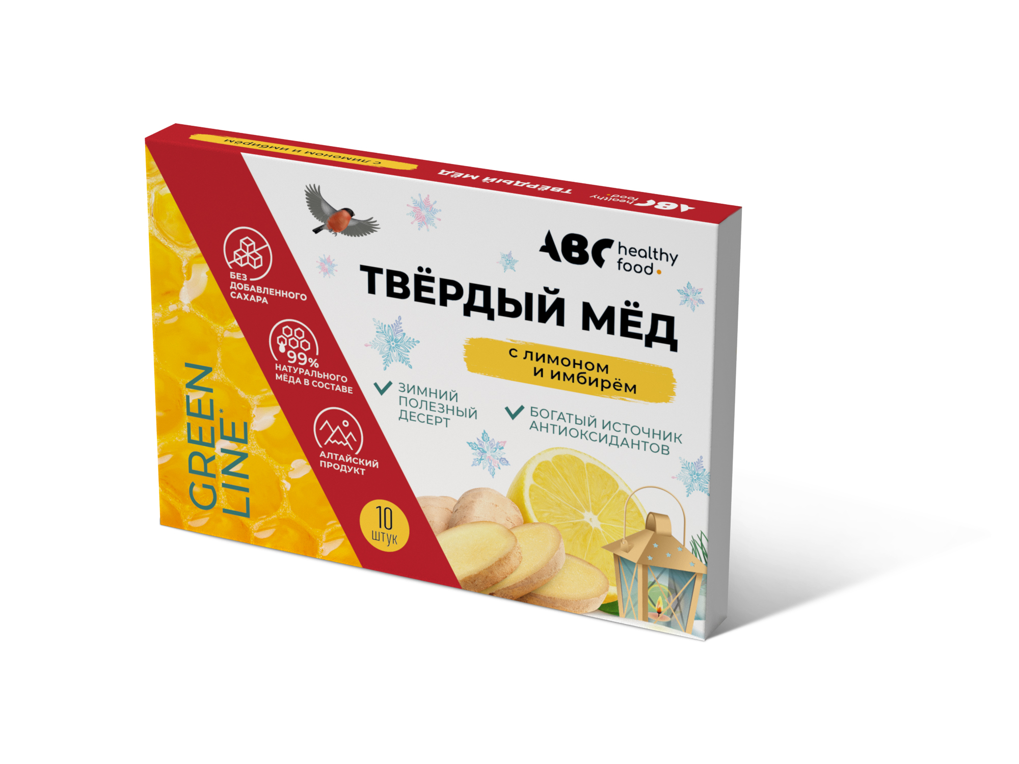 АВС хэлси фуд твердый мед имбирь   лимон 30г