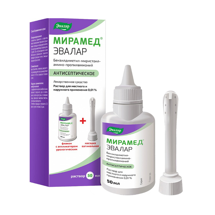 мирамед эвалар 0,01% 50мл флак раствор для мест   наруж прим+насадка вагинальная