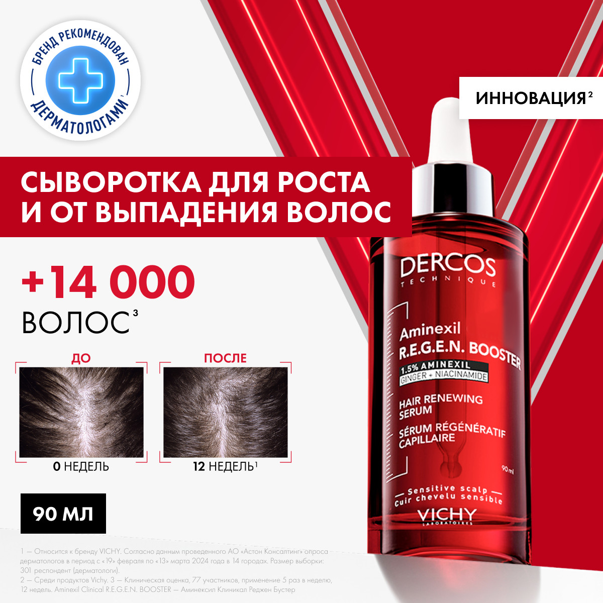 Виши Деркос Аминексил R.E.G.E.N. Бустер сыворотка для укрепления и роста волос 90мл