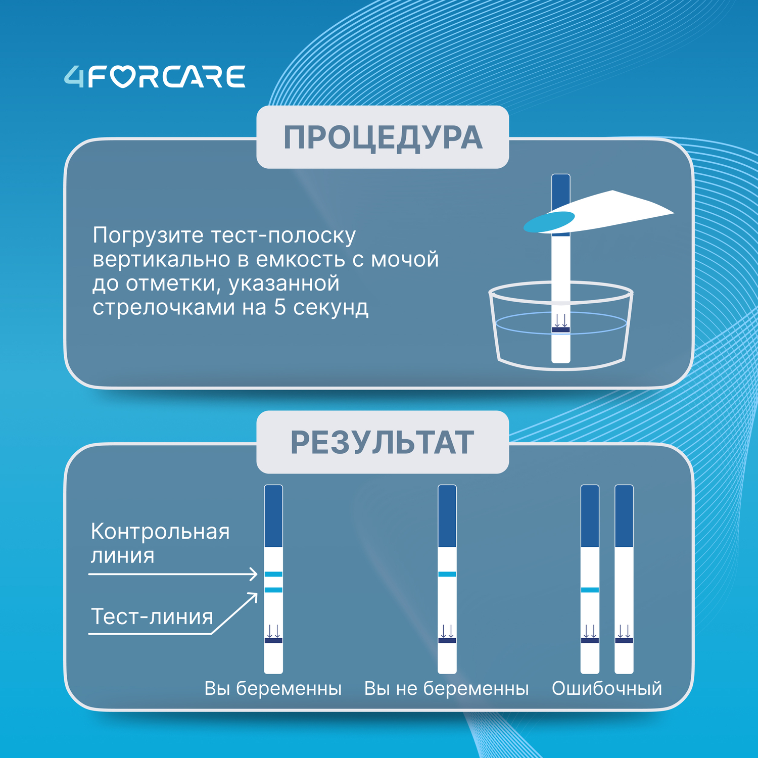 4FORCARE Тест-полоска для определения беременности ультрачувствительный № 2