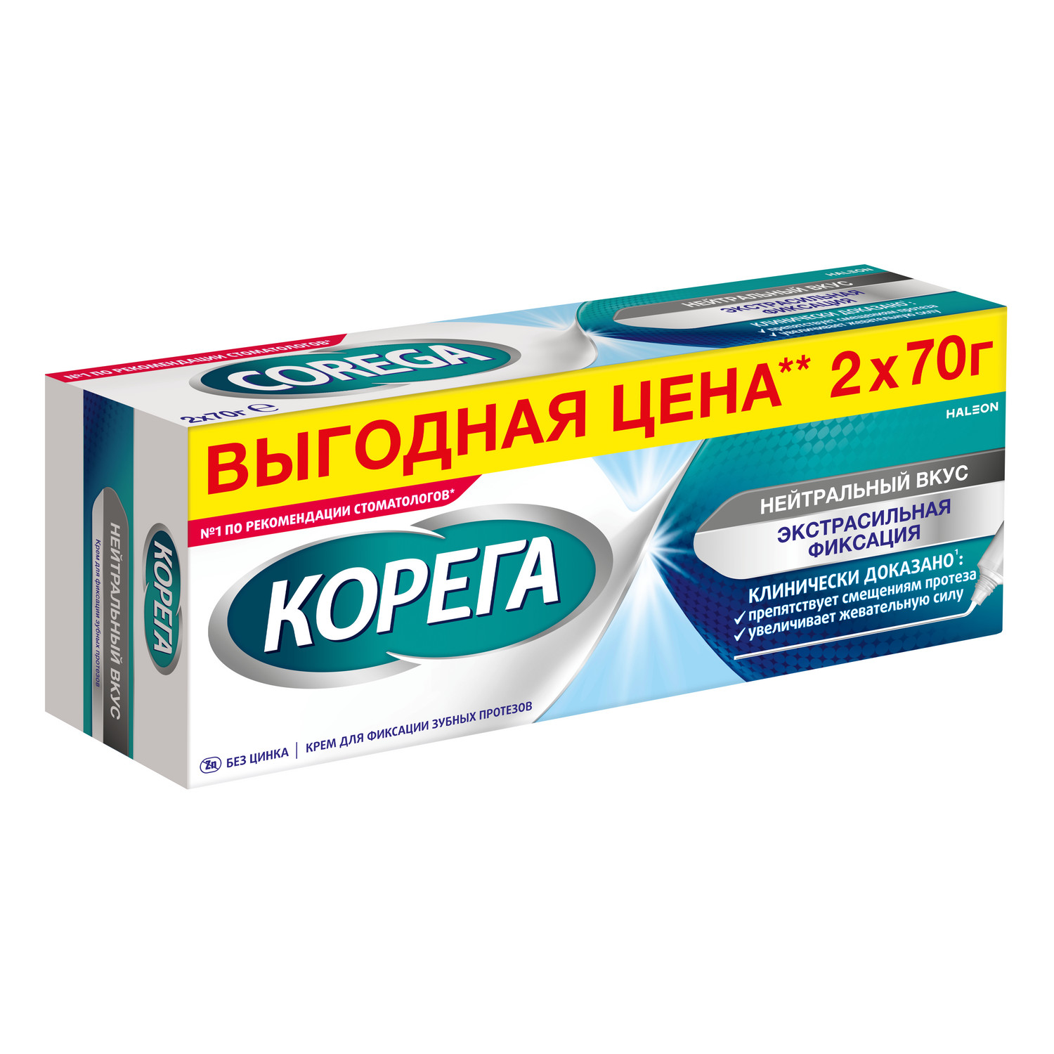 Корега крем для фиксации зубн.протезов нейтральный вкус 70г № 2