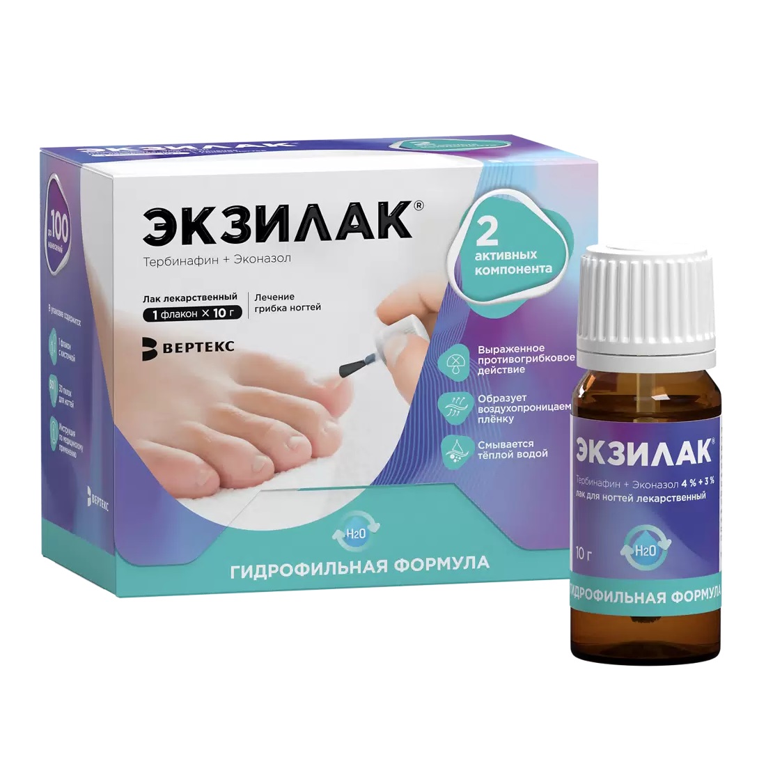 Экзилак лак для ногтей 4%+3% 10г № 1+ пилочка для ногтей 30шт