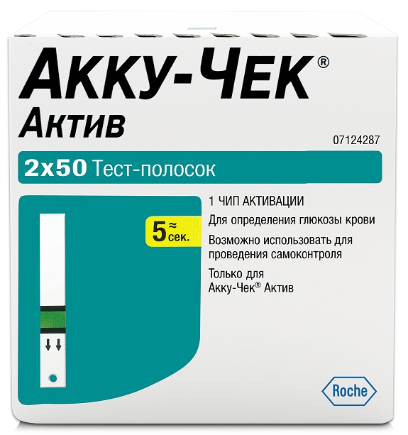 Акку-Чек тест-полоски для глюкометра Актив №100
